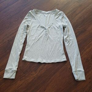 Vuori Womens Gray Heathered Chic Feminine Ribbed Trendy Top Size XSmall